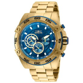 Invicta Men's Watch Speedway Chronograph Blue Dial Yellow Gold Bracelet 25536 メンズ