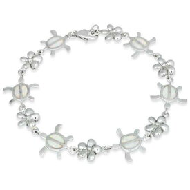 Classic Women's Bracelet Sterling Silver White Opal Flower Tortoise Link 7 inch レディース