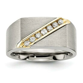 Chisel Titanium/14K Brushed Diamond Ring ユニセックス