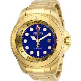 Invicta Men's Watch Hydromax GMT Blue Dial Yellow Gold Steel Bracelet Dive 29731 メンズ