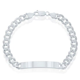 Classic Men's Bracelet Sterling Silver 7mm Pave Curb Chain ID S-5125 メンズ