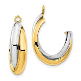 Unbranded Jewelry Women's Earring Jackets 14k Two-Tone Polished Double J-Hoop 20 x 8 mm レディース