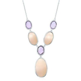 Simona Women's Necklace Sterling Silver Oval Amethyst and Pink MOP Y 16 inch レディース