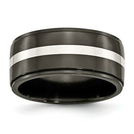 Chisel Titanium Black Ti with Sterling Silver Inlay 10mm Polished Band ユニセックス