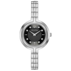 ブローバ Bulova Rhapsody Women's Watch Black Dial Silver Steel Bracelet Diamond 96P215 レディース