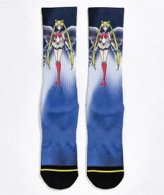 Primitive Apparel プリミティブ Primitive Skateboarding Men's X Sailor Moon Japanese Anime Blue Tie Dye Socks メンズ