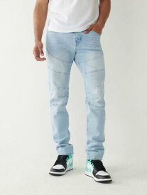 True Religion Men's Rocco Moto Stitch Relaxed Skinny Fit Jeans in Light Wash メンズ