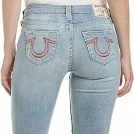 True Religion Women's Super Skinny Red Horseshoe Stitched Jeans in Chill Indigo レディース