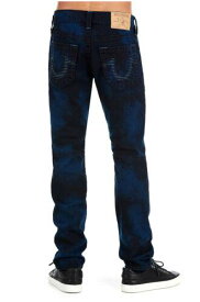 True Religion Men's Moto Skinny Black Blue Wash Big T Jeans in Midnight Magic メンズ