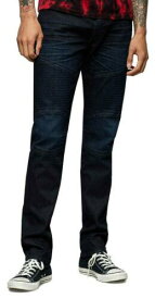 True Religion Men's Rocco Moto Skinny Fit Stretch Jeans in Greatest Blue メンズ