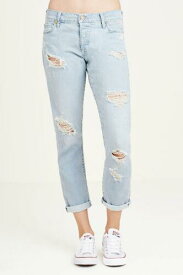 True Religion Women's Super T Liv Relaxed Distressed Ripped Skinny Jeans レディース