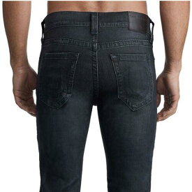 True Religion Men's Rocco Distressed Skinny Stretch Jeans in Black Dark Asteroid メンズ