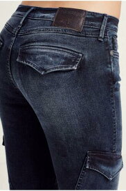 True Religion Women's Halle Super Skinny Cargo Moto Jeans in After Hours レディース