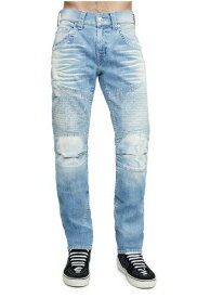 True Religion Men's Skinny Fit Moto Stretch Distressed Jeans in Ocean Tide メンズ