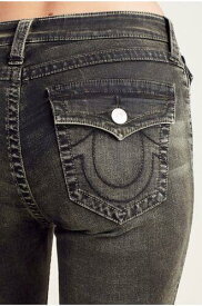 True Religion Women's Curvy Skinny Coated Jeans w/ Flap in Wildest Dream Olive レディース