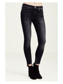 True Religion Women's Halle Super Skinny Mullet Hem Stretch Jeans in Black (25) レディース