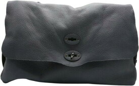 Zanellato Women's Postina Leather Patent Shoulder Bag Baguette - Blue レディース