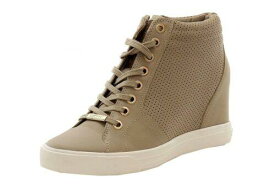 ディーケーエヌワイ Donna Karan DKNY Women's Cindy Fashion Perforated Taupe Wedge Sneakers Shoes レディース