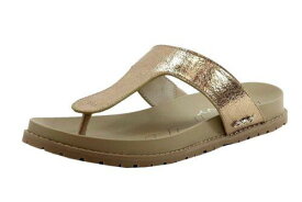 ディーケーエヌワイ Donna Karan DKNY Women's Shawna Crackled Gold Flip Flops Sandals Shoes Sz: 6 レディース