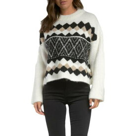 エラン Elan Women's Knit Pattern Long Sleeve Crewneck Pullover Sweater レディース