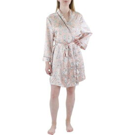 Linea Donatella Womens Pink Satin Floral Short Robe XL レディース