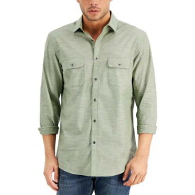 Alfani Mens Cotton Regular Fit Woven Button-Down Shirt メンズ