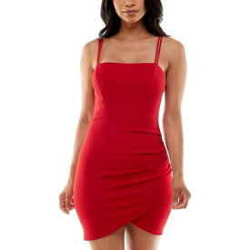 City Studio Womens Red Straight Neck Mini Bodycon Dress Juniors XL レディース