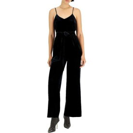 Bar III Womens Black Velvet Scoop Back Belted Jumpsuit XS レディース