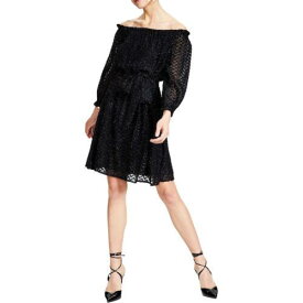 Bar III Womens Black Metallic Knee Length Cocktail and Party Dress M レディース