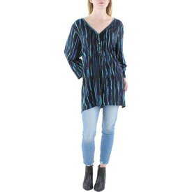 Avenue Womens Black Abstract Stripe V-Neck Pullover Top Plus 26/28 レディース
