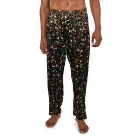 INC Mens Black Satin Floral Pull On Sleep Pant Loungewear L メンズ