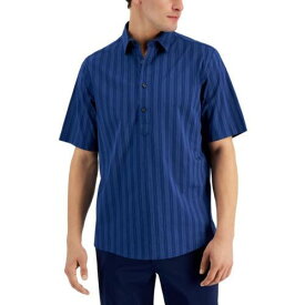 Alfani Mens Blue Pinstripe Collared Button-Down Shirt Top S メンズ