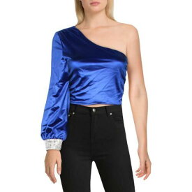 City Studios Womens Satin Embellished One Shoulder Cropped Top Juniors レディース