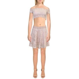 City Studios Womens Pink Crochet Cropped Two Piece Dress Juniors 3 レディース