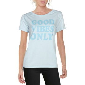 フォー For The Republic Womens Blue Modal Blend Graphic T-Shirt Top XS レディース