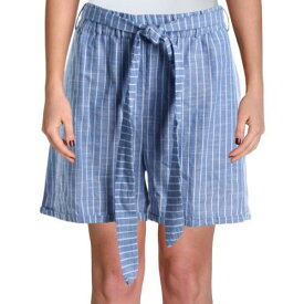Jennifer & Grace Womens Blue Striped Cuffed Pull On Shorts L レディース