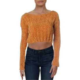 FAVLUX Womens Brown Chenille Boatneck Shirt Crop Sweater Top S レディース