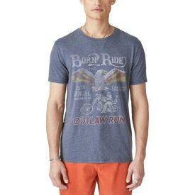 ラッキー Lucky Brand Mens Born 2 Ride Navy Crewneck Tee Graphic T-Shirt XL メンズ