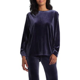 H Halston Womens Blue Velour Boatneck Blouse Pullover Top L レディース
