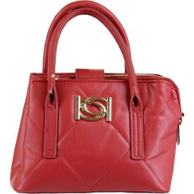 Bebe Womens Gio Red Quilted Faux Leather Satchel Handbag Purse Small レディース