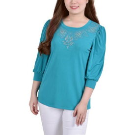 Notations Womens Embellished 3/4 Sleeve Pullover Top Shirt Petites レディース