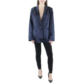 And Now This Womens Navy Satin Dressy One-Button Blazer Jacket L レディース