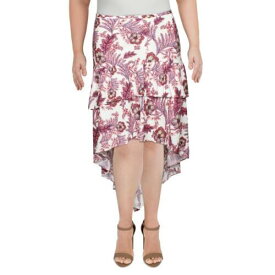 LINI Womens Meagan Red Floral Ruffled A-Line Midi Skirt S レディース