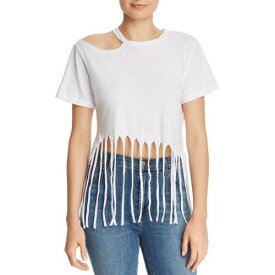 エルエヌエー LNA Clothing Womens Romana White Fringed Cut Out Crop Top Shirt S レディース