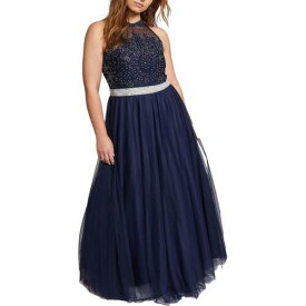 City Studios Womens Navy Juniors Prom Evening Dress Gown Plus 16W レディース
