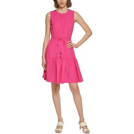 カルバンクライン Calvin Klein Womens Crinkled Tiered Summer Fit & Flare Dress レディース