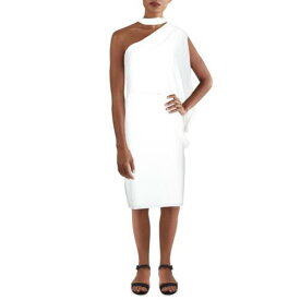 Halston Womens White Mock Neck One Shoulder Capelet Mini Dress 2 レディース