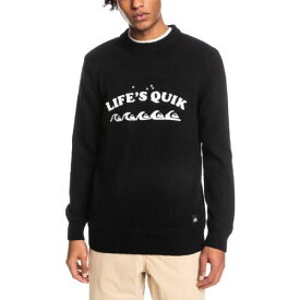 クイックシルバー Quiksilver Mens Black Long Sleeve Knit Applique Pullover Sweater XL メンズ