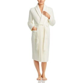 Espalma Womens White Ribbed Comfy Cozy Long Robe Loungewear O/S レディース