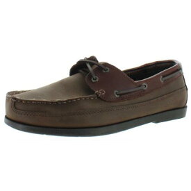 Life Outdoors Mens Brown Leather Boat Shoes Sneakers 8 Medium (D) メンズ